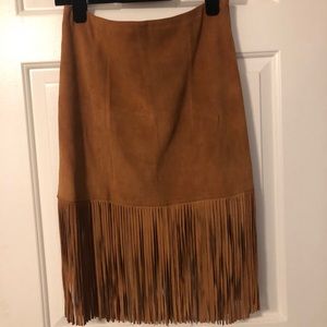 Suede fringe skirt